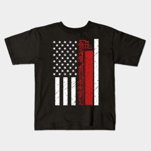 Trucker American Flag Semi Truck Driver 18 Wheeler Trucker Kids T-Shirt